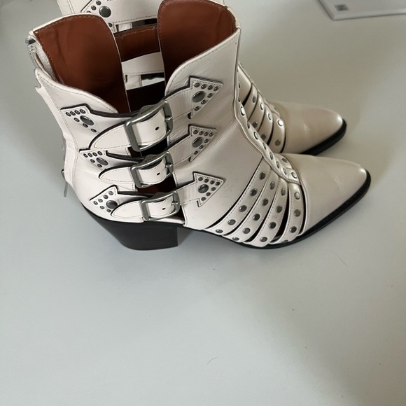 Coach Cream Ankle Boots with Buckle Accents - Picture 4 of 9